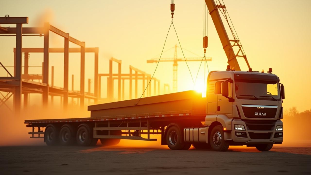 Heavy construction crane lifting equipment from an Amadeo flatbed truck at a Mission TX site